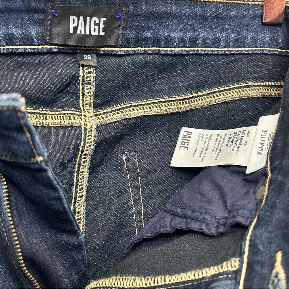 PAIGE Bell Canyon High Rise Flare Jeans Dark Wash Petite 29 NWT - Picture 5 of 8